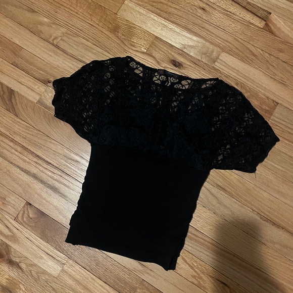 Whimsigoth lace top fitted tee - Picture 1 of 3